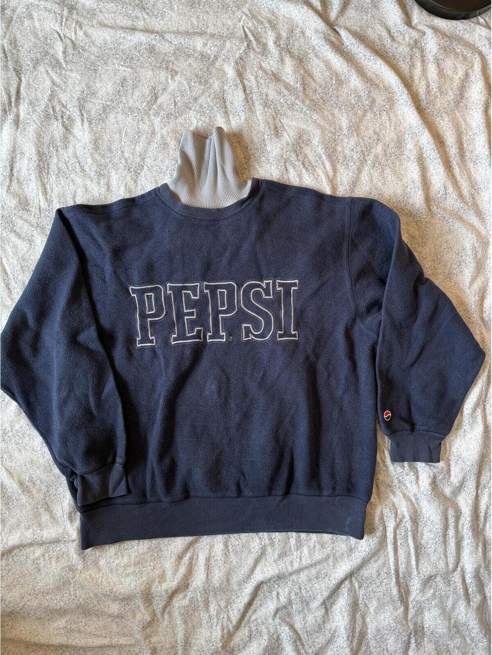 Pepsi Navy Blue Fleece Sweatshirt with Logo Embroidery
